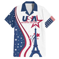 Custom USA Eiffel Tower Family Matching Short Sleeve Bodycon Dress and Hawaiian Shirt One Nation One Team - Wonder Print Shop