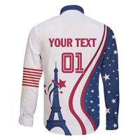 Custom USA Eiffel Tower Family Matching Short Sleeve Bodycon Dress and Hawaiian Shirt One Nation One Team - Wonder Print Shop
