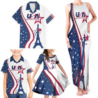 Custom USA Eiffel Tower Family Matching Tank Maxi Dress and Hawaiian Shirt One Nation One Team - Wonder Print Shop