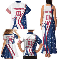 Custom USA Eiffel Tower Family Matching Tank Maxi Dress and Hawaiian Shirt One Nation One Team - Wonder Print Shop