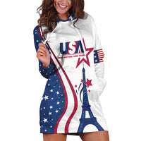 Custom USA Eiffel Tower Hoodie Dress One Nation One Team - Wonder Print Shop