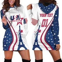 Custom USA Eiffel Tower Hoodie Dress One Nation One Team - Wonder Print Shop