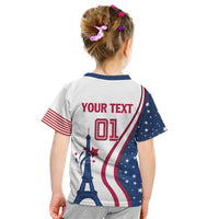 Custom USA Eiffel Tower Kid T Shirt One Nation One Team - Wonder Print Shop