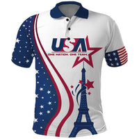 Custom USA Eiffel Tower Polo Shirt One Nation One Team - Wonder Print Shop