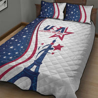 USA Eiffel Tower Quilt Bed Set One Nation One Team - Wonder Print Shop