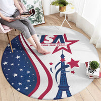 USA Eiffel Tower Round Carpet One Nation One Team