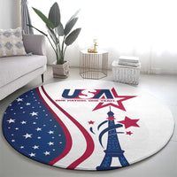 USA Eiffel Tower Round Carpet One Nation One Team