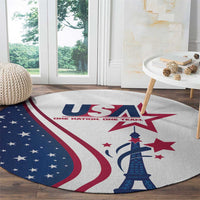 USA Eiffel Tower Round Carpet One Nation One Team
