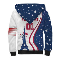 Custom USA Eiffel Tower Sherpa Hoodie One Nation One Team - Wonder Print Shop