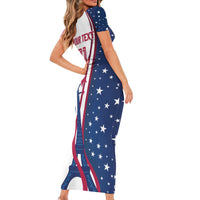 Custom USA Eiffel Tower Short Sleeve Bodycon Dress One Nation One Team - Wonder Print Shop