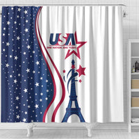 USA Eiffel Tower Shower Curtain One Nation One Team