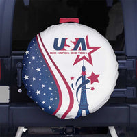 USA Eiffel Tower Spare Tire Cover One Nation One Team - Wonder Print Shop