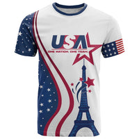 Custom USA Eiffel Tower T Shirt One Nation One Team - Wonder Print Shop