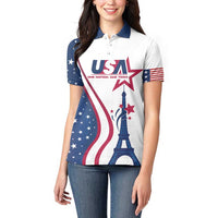 Custom USA Eiffel Tower Women Polo Shirt One Nation One Team - Wonder Print Shop