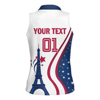 Custom USA Eiffel Tower Women Sleeveless Polo Shirt One Nation One Team - Wonder Print Shop