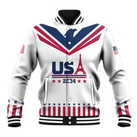 Custom USA 2024 Eiffel Tower Baseball Jacket United States Summer Sport - Wonder Print Shop