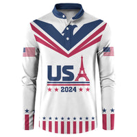 Custom USA 2024 Eiffel Tower Button Sweatshirt United States Summer Sport - Wonder Print Shop