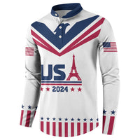 Custom USA 2024 Eiffel Tower Button Sweatshirt United States Summer Sport - Wonder Print Shop