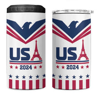 USA 2024 Eiffel Tower 4 in 1 Can Cooler Tumbler United States Summer Sport - Wonder Print Shop