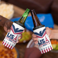 USA 2024 Eiffel Tower 4 in 1 Can Cooler Tumbler United States Summer Sport - Wonder Print Shop
