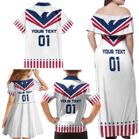 Custom USA 2024 Eiffel Tower Family Matching Off Shoulder Maxi Dress and Hawaiian Shirt United States Summer Sport - Wonder Print Shop