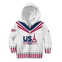 Custom USA 2024 Eiffel Tower Kid Hoodie United States Summer Sport - Wonder Print Shop