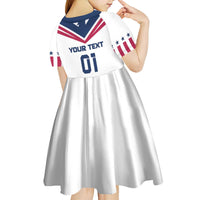 Custom USA 2024 Eiffel Tower Kid Short Sleeve Dress United States Summer Sport - Wonder Print Shop