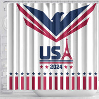 USA 2024 Eiffel Tower Shower Curtain United States Summer Sport