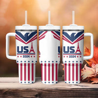 USA 2024 Eiffel Tower Tumbler With Handle United States Summer Sport - Wonder Print Shop