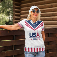 Custom USA 2024 Eiffel Tower Women Polo Shirt United States Summer Sport - Wonder Print Shop
