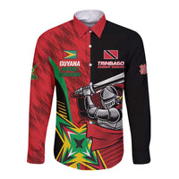 Custom Amazon Warriors Vs Knight Riders Long Sleeve Button Shirt Trinbago and Guyana Face Off Cricket LT01