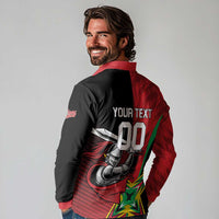 Custom Amazon Warriors Vs Knight Riders Long Sleeve Polo Shirt Trinbago and Guyana Face Off Cricket LT01