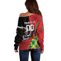 Custom Amazon Warriors Vs Knight Riders Off Shoulder Sweater Trinbago and Guyana Face Off Cricket LT01