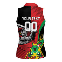 Custom Amazon Warriors Vs Knight Riders Women Sleeveless Polo Shirt Trinbago and Guyana Face Off Cricket LT01