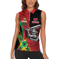 Custom Amazon Warriors Vs Knight Riders Women Sleeveless Polo Shirt Trinbago and Guyana Face Off Cricket LT01