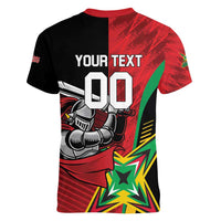 Custom Amazon Warriors Vs Knight Riders Women V-Neck T-Shirt Trinbago and Guyana Face Off Cricket LT01