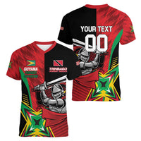 Custom Amazon Warriors Vs Knight Riders Women V-Neck T-Shirt Trinbago and Guyana Face Off Cricket LT01