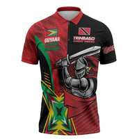 Custom Amazon Warriors Vs Knight Riders Zipper Polo Shirt Trinbago and Guyana Face Off Cricket LT01