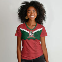 Custom Morocco 2026 Football Women V-Neck T-Shirt Atlas Lionesses Born Winners