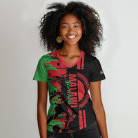 Custom Malawi 2026 Football Women V-Neck T-Shirt Go Scorchers Go Champions