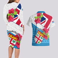 Fiji Day Couples Matching Long Sleeve Bodycon Dress and Hawaiian Shirt Fijian Hibiscus Special Version - Wonder Print Shop