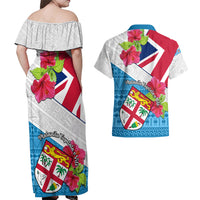 Fiji Day Couples Matching Off Shoulder Maxi Dress and Hawaiian Shirt Fijian Hibiscus Special Version - Wonder Print Shop