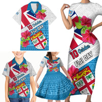 Fiji Day Family Matching Short Sleeve Bodycon Dress and Hawaiian Shirt Fijian Hibiscus Special Version - Wonder Print Shop