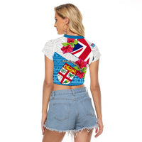 Fiji Day Raglan Cropped T Shirt Fijian Hibiscus Special Version - Wonder Print Shop