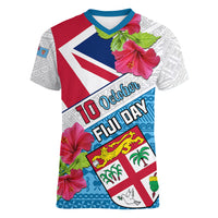 Fiji Day Women V Neck T Shirt Fijian Hibiscus Special Version - Wonder Print Shop