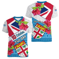 Fiji Day Women V Neck T Shirt Fijian Hibiscus Special Version - Wonder Print Shop