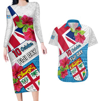 Personalised Fiji Day Couples Matching Long Sleeve Bodycon Dress and Hawaiian Shirt Fijian Hibiscus Special Version - Wonder Print Shop