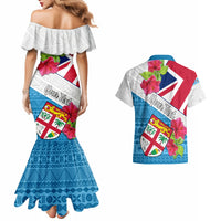 Personalised Fiji Day Couples Matching Mermaid Dress and Hawaiian Shirt Fijian Hibiscus Special Version - Wonder Print Shop