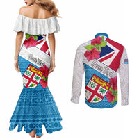 personalised-fiji-day-couples-matching-mermaid-dress-and-long-sleeve-button-shirts-fijian-hibiscus-special-version