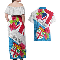 Personalised Fiji Day Couples Matching Off Shoulder Maxi Dress and Hawaiian Shirt Fijian Hibiscus Special Version - Wonder Print Shop